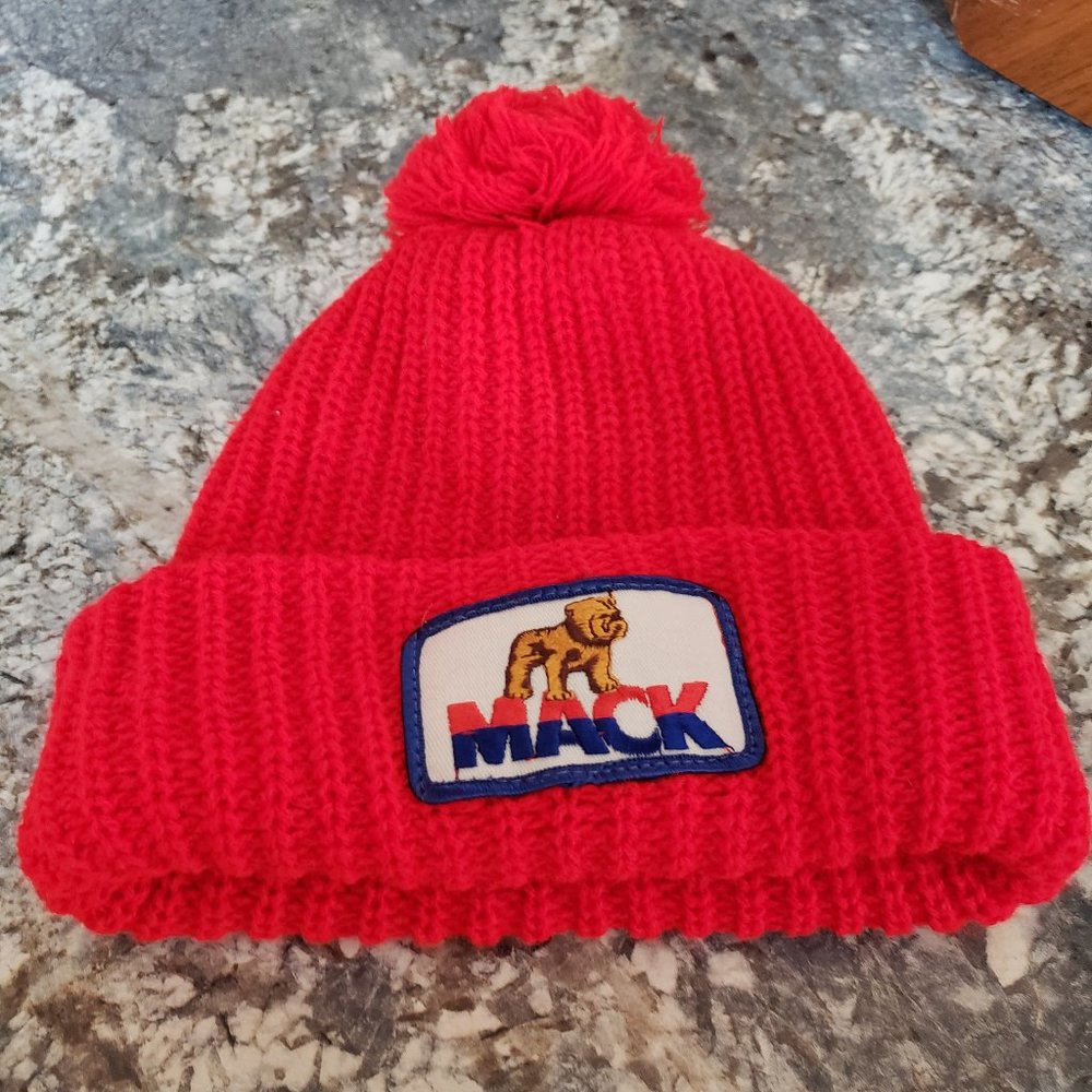 Red Vintage Mack Truck Stocking Hat
